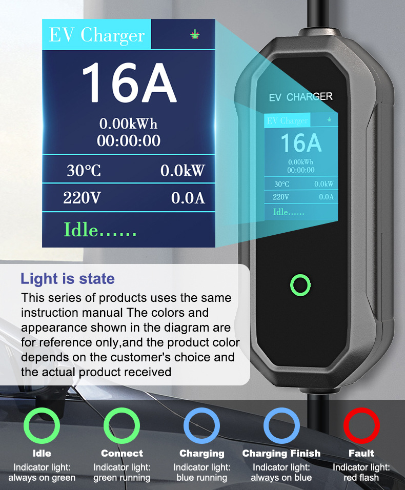 Cross-Border Supply Exclusively for Brazil: Standard Type2 On-Board Charger for Home Use, 3.5Kw Portable Charging, European Standard Brazil 20A Plug