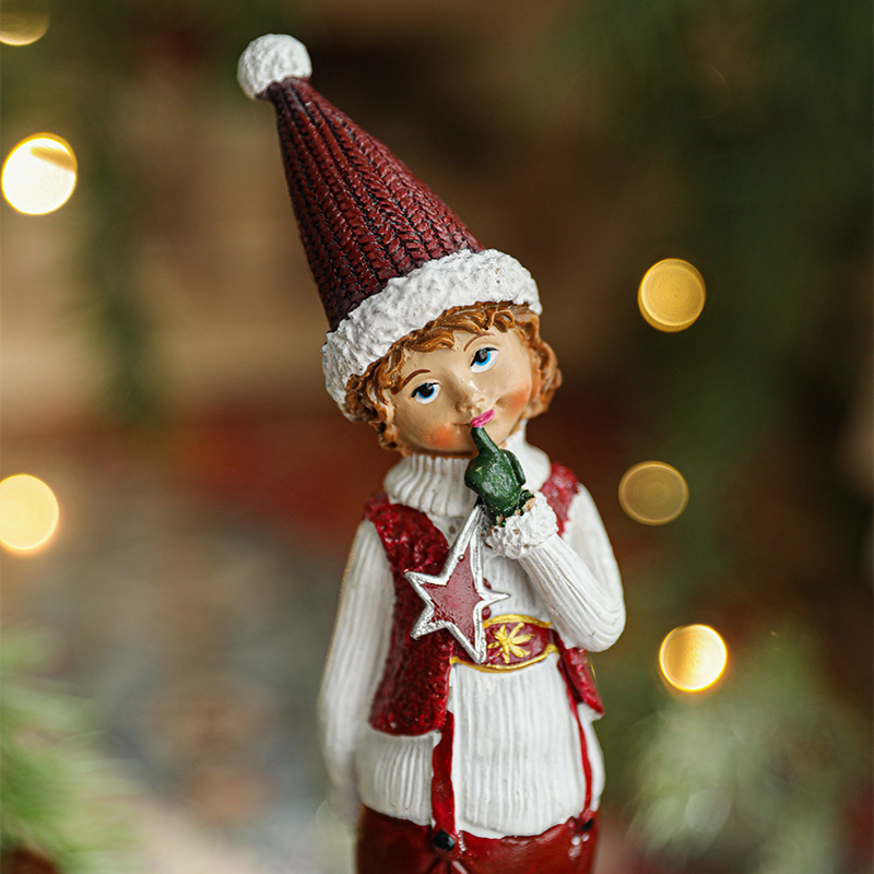 新しいアイデアクリスマスプレゼント置物クリスマス装飾樹脂サンタクロース人形デスクトップ芸術品置物|undefined