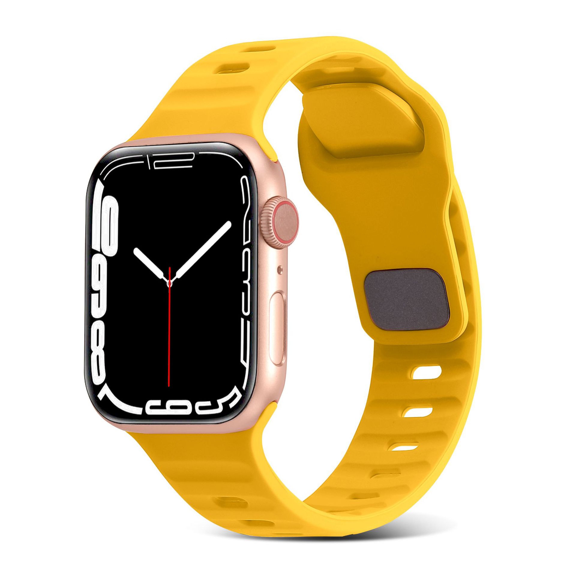 アップルiwatchスマート腕時計バンド345678se運動通気黒角ボタン逆ボタンシリカゲルリストバンド