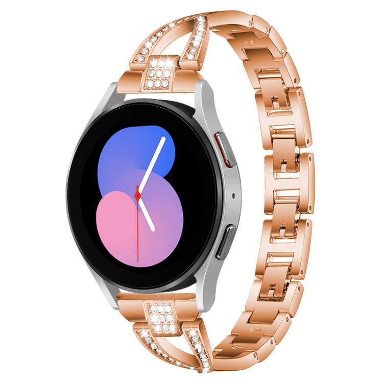 Para el Samsung Galaxy Watch8 / 8 Clásico una sola fila de correa de metal de acero inoxidable con diamantes