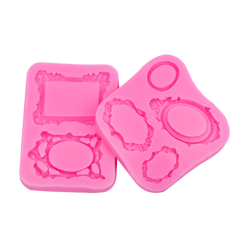 Retro en relieve marco de fotos flor ventana molde de silicona DIY creativo para hornear Decoración Accesorios fondant cake Decoration