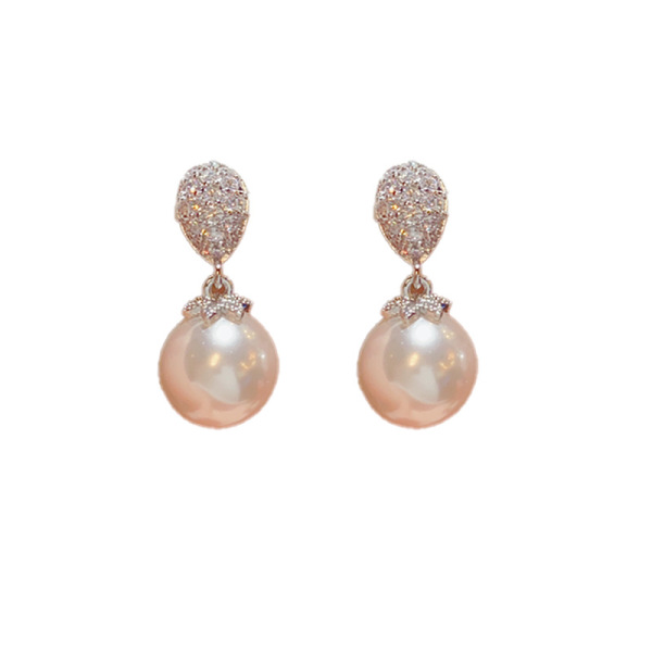 elegant fashionable small earrings with zircon drop-shaped from…