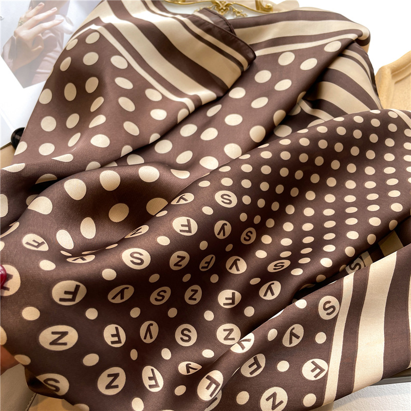 Polka Dot Square Scarf For Women, Elegant Silk-touch Headscarf_voghion.com