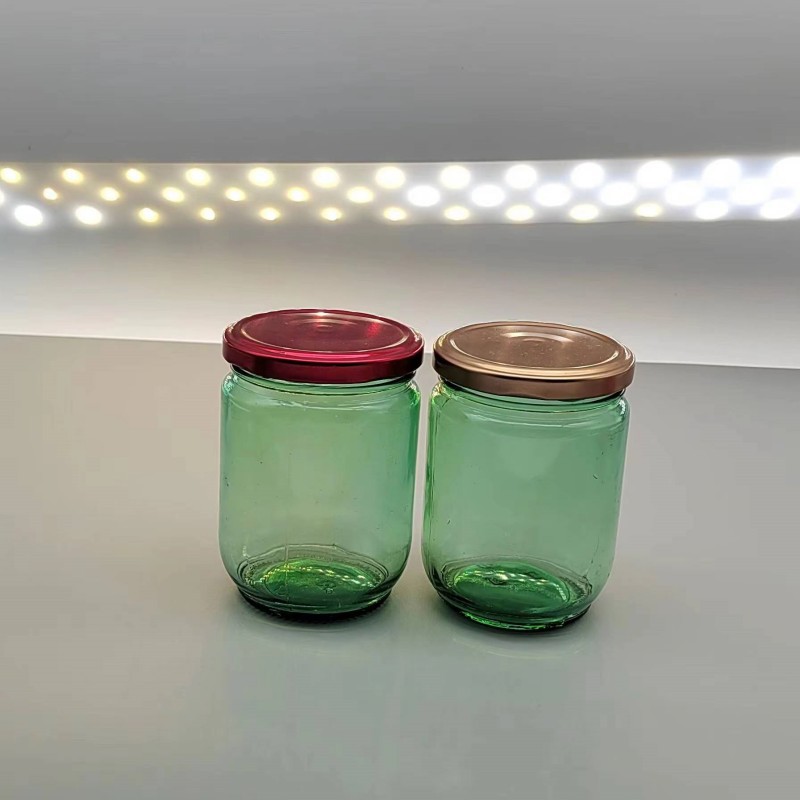 批发绿色罐头玻璃瓶330毫升310毫升原色绿料固体保健品包装玻璃瓶