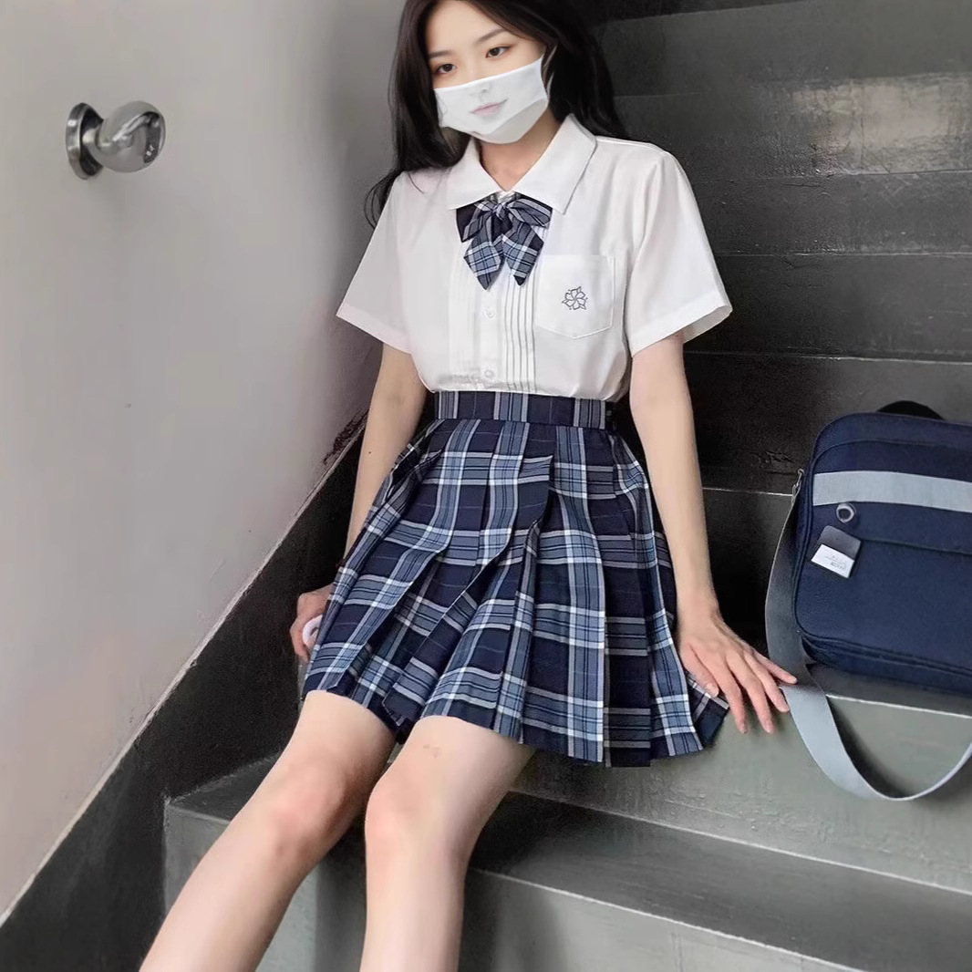 ODA TWILL | 학교 JK 유니폼 체크 무늬 스커트 스커트 매일 스커트 체크 무늬 스커트 블루 체크 무늬