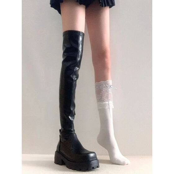 Sugar Thin Boots Over-the-knee Long Boots Women's 2023 New Thick-soled Increased Rider Boots Autumn and Winter Boots High Boots
