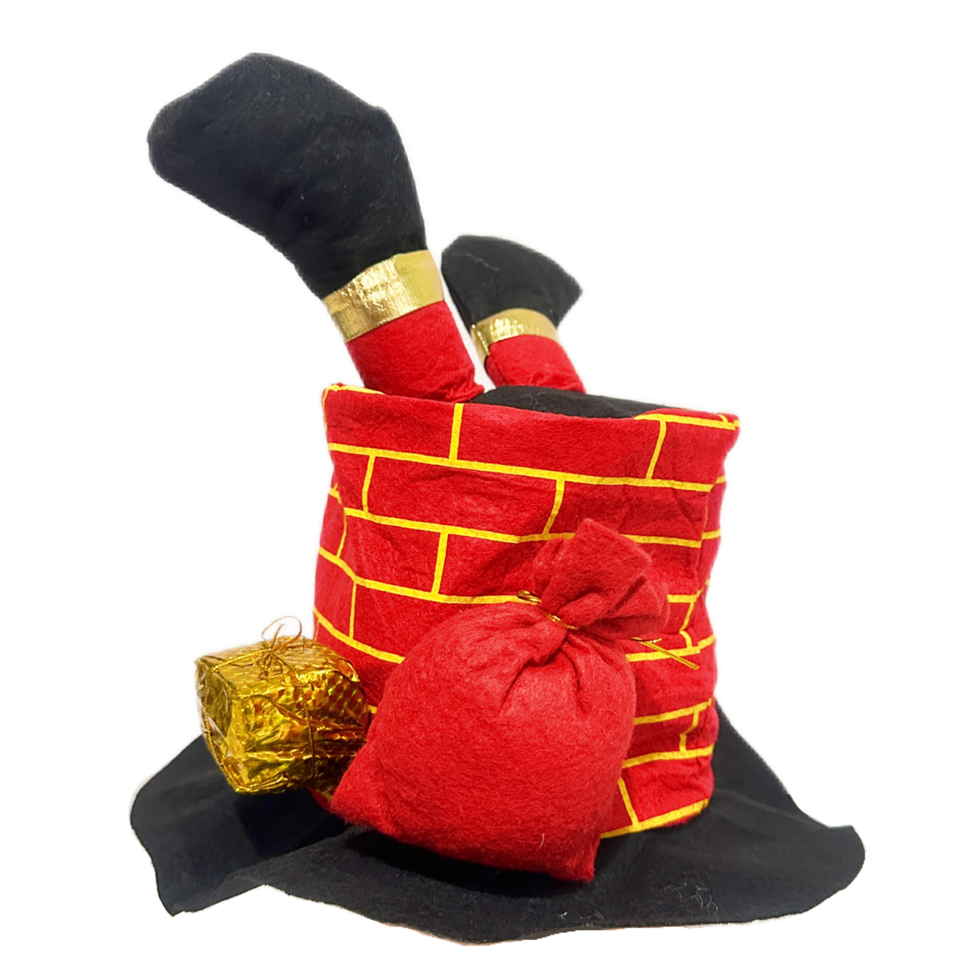 Christmas hat Christmas chimney hat Dress up Santa trouser leg hat gift bag gift box decorated Christmas hat_voghion.com