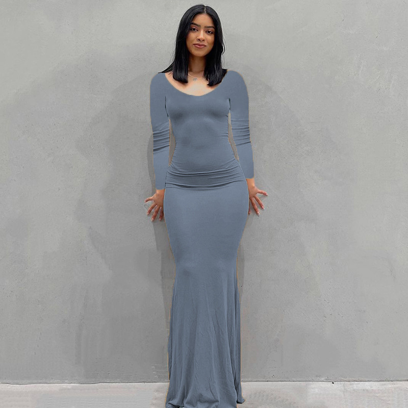 Europa y América transfronteriza nueva Kardashian desnata mono de las mujeres Vestido largo de comercio exterior casual SLIM-Fit de manga larga mono de casa image 19