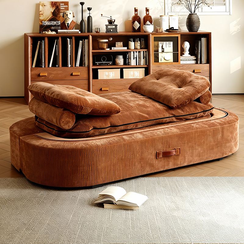 Sofá de tela de compresión al vacío estilo medieval sala de estar módulo doméstico doble triple plegable doble uso sofá cama desmontable