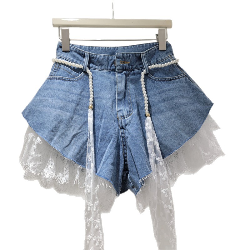 Short de Mezclilla con Encaje y Cinturón image 5