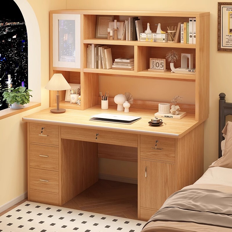 Desk bookshelf bookcase integrated table bedroom desk with drawer student writing desk home desktop computer desk
