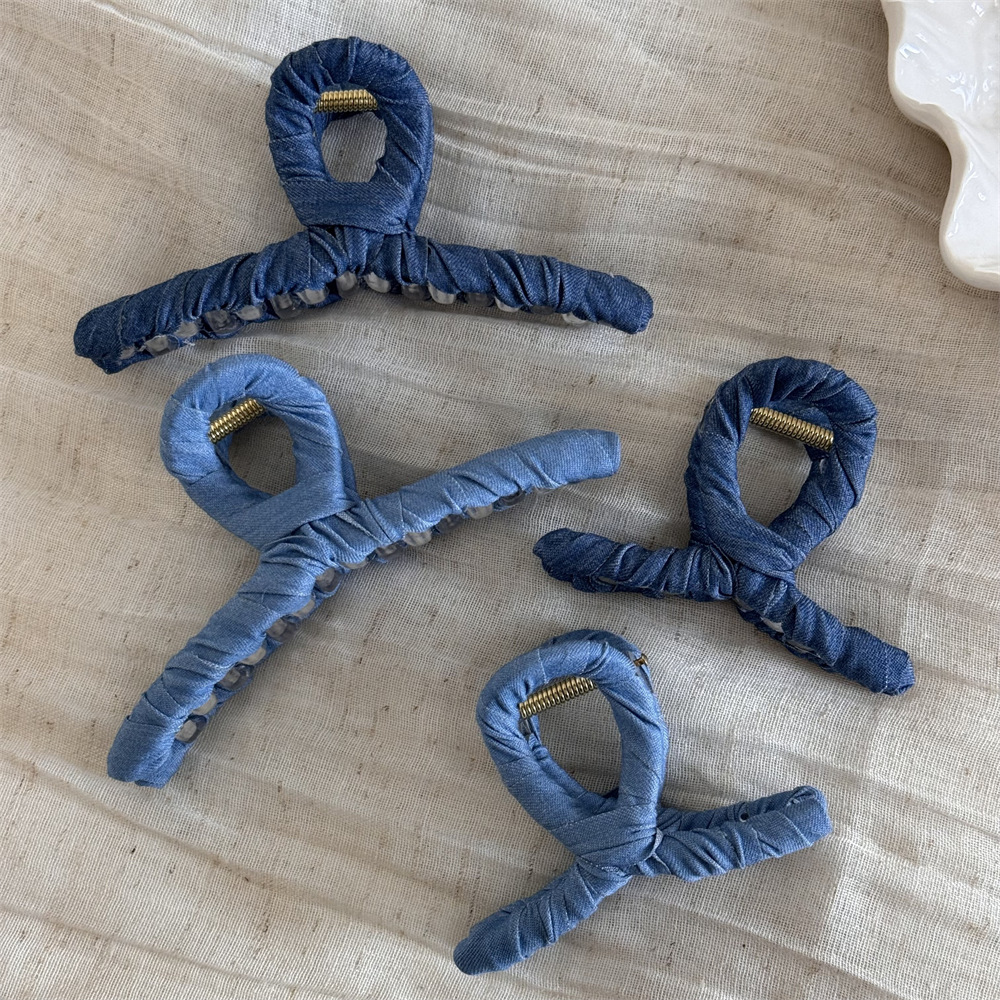 Pinza per capelli in denim alla moda fermaglio shark clip_voghion.com