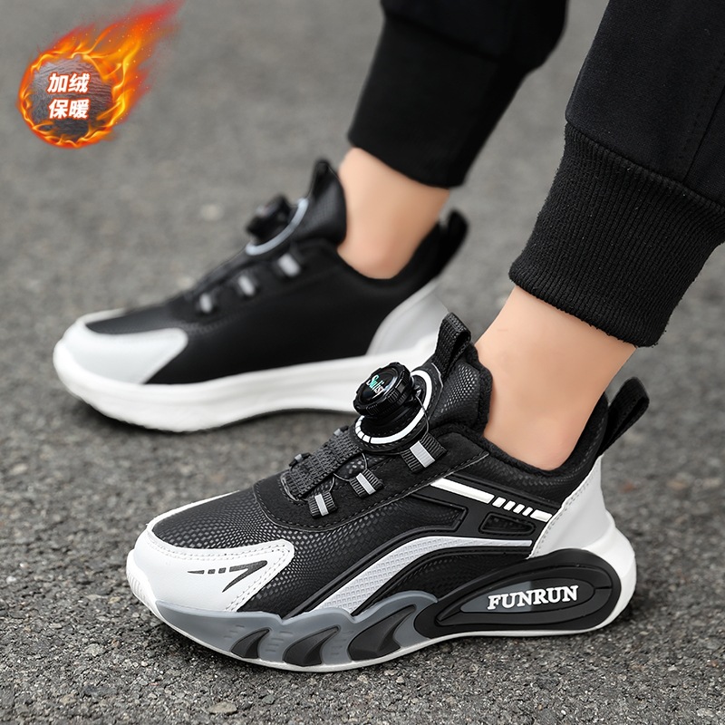 Zapatos infantiles de niñas zapatos deportivos de otoño y invierno 2025, nuevos zapatos de algodón caliente ligero y resistente al desgaste zapatos de botón de niño