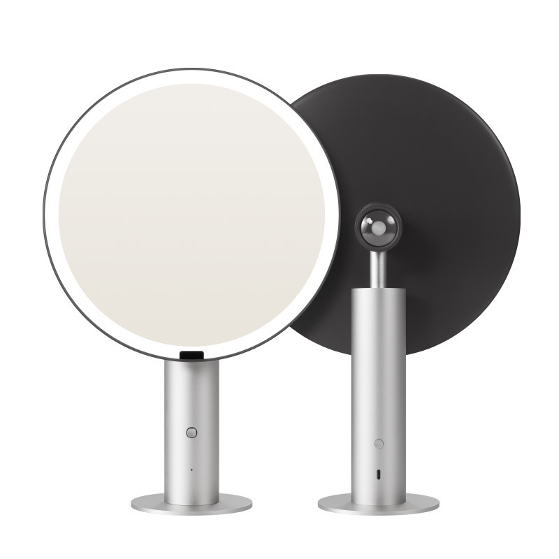 軽豪華新型スマート金属化粧鏡ledランプデスクトップ寮デスクトップ化粧品大サイズ鏡|undefined