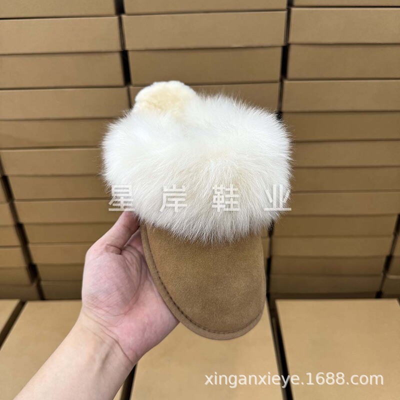 河南桑坡村新款托斯卡纳羊毛拖鞋女大毛毛拖|undefined