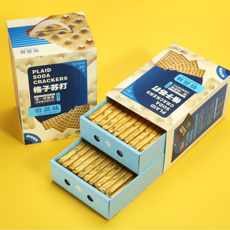 マイクロテイストチェック柄ソーダビスケット新ミルク塩味朝食オフィススナックスナック個別包装ギフトボックス|undefined