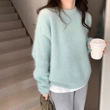 打底加厚毛茸茸套头毛衣女2025秋冬新款慵懒风显瘦内搭针织衫上衣