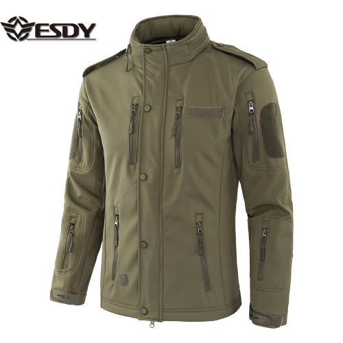 ESDY outdoor soft shell camouflage fleece windproof waterproof hooded jacket for men A008