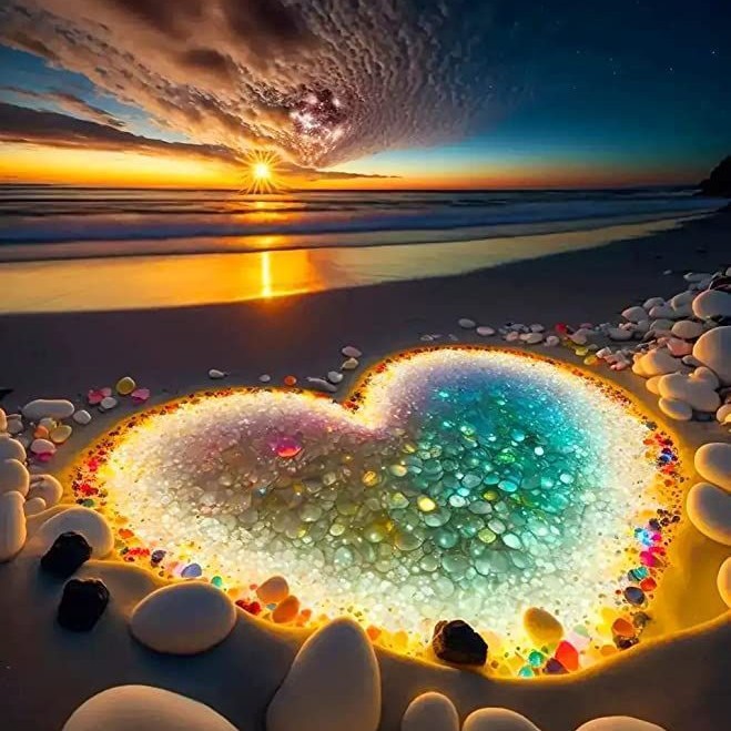 Pintura de diamantes de playa 5D de amor pintura de diamantes redonda pintura de decoración de la sala de estar DIY pintura de diamantes colorida paisaje pegatinas de diamantes