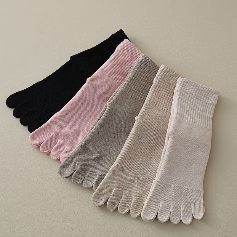 Calcetines de cinco dedos calcetines de media pantorrilla para mujer Calcetines de Punta desodorante nuevo engrosado Terry calcetines de Punta cálido algodón invierno absorbente de sudor