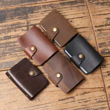 跨境新款疯马皮多卡位卡包男女真皮卡套防消磁银行卡夹牛皮名片包