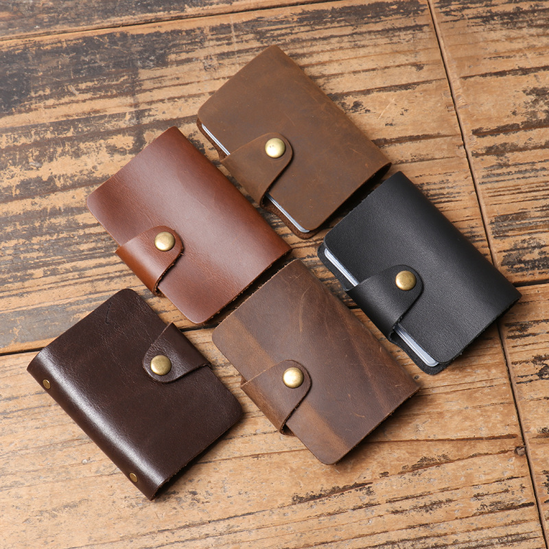 跨境新款疯马皮多卡位卡包男女真皮卡套防消磁银行卡夹牛皮名片包