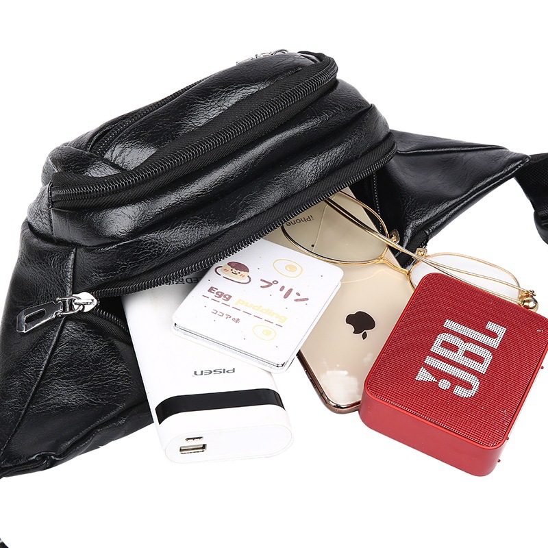 New Sports pu Running Waist Bag Men's and Women's Large Capacity Multi-purpose Crossbody Bag Outdoor Leisure Business Cashier Backpack
