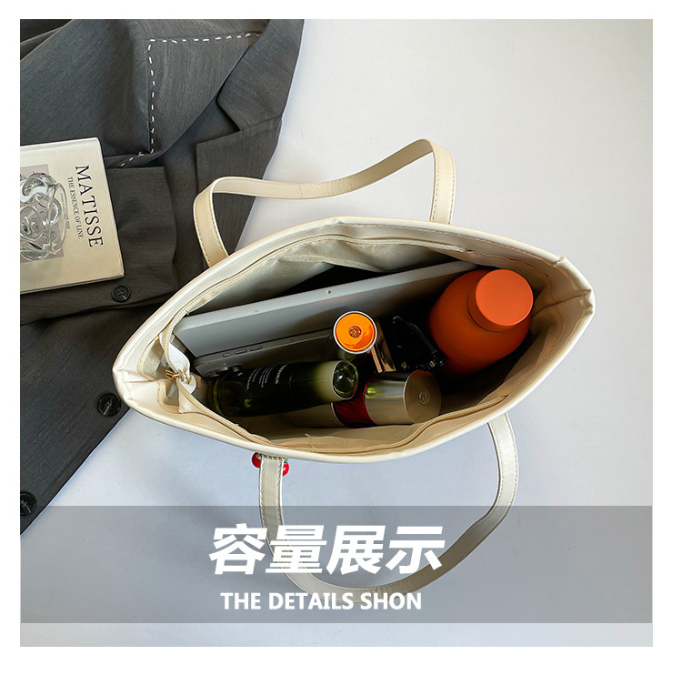 Classic Zipper Tote Bag, Daily Commute Shoulder Handbag, Large Capacity, Multiple Colors Available