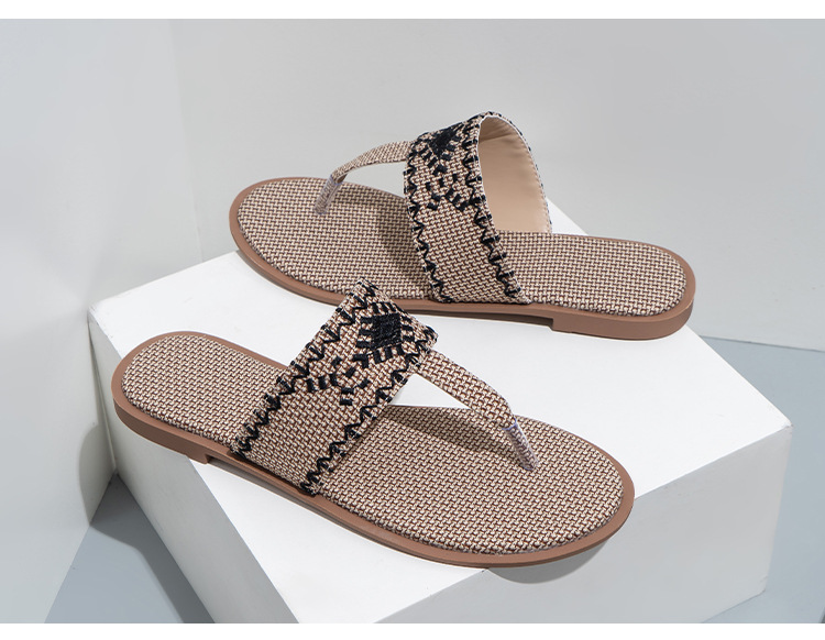 Cfxxy-149 žabky zahraničního obchodu, módní výšivky, pantofle, dámské pantofle, plážové lněné sandály, dámské boty_voghion.com