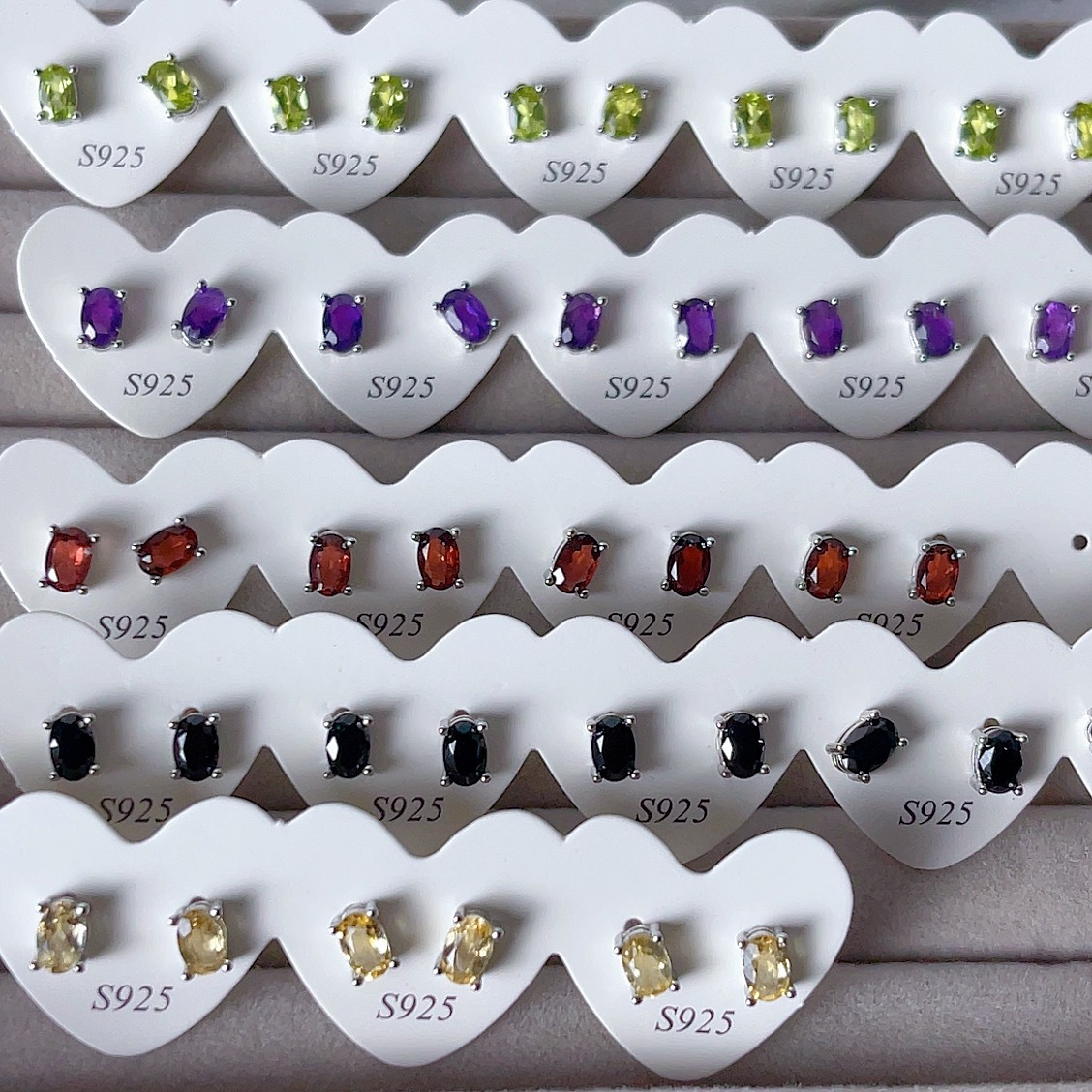 厂家供应欧美跨境新款天然水晶简约款耳针S925耳针批发外贸热销