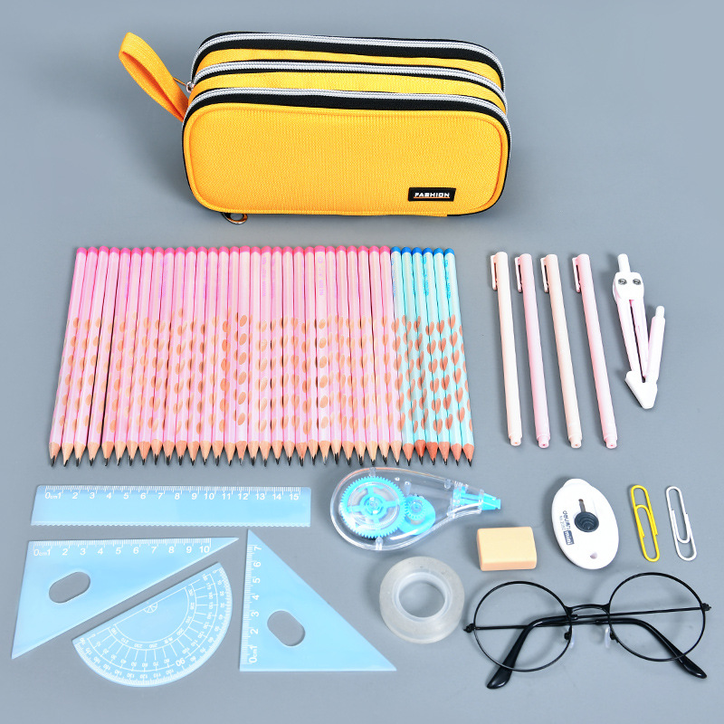 Bolsas de bolígrafo personalizadas japonesas de gran capacidad de estudiantes de secundaria secundaria caja de papelería al por mayor caja de bolígrafo portátil de color sólido super grande