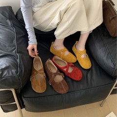 2025年秋季新款法式圆头平底单鞋女外穿百搭真皮玛丽珍鞋女鞋浅口