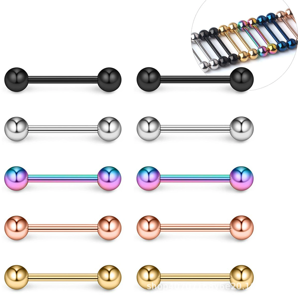 Европейская и американская трансграничная оптовая продажа, пирсинг из титановой стали, прямая штанга из нержавеющей стали, шариковый пирсинг, губа, ноготь, бровь, ноготь, язык, ноготь