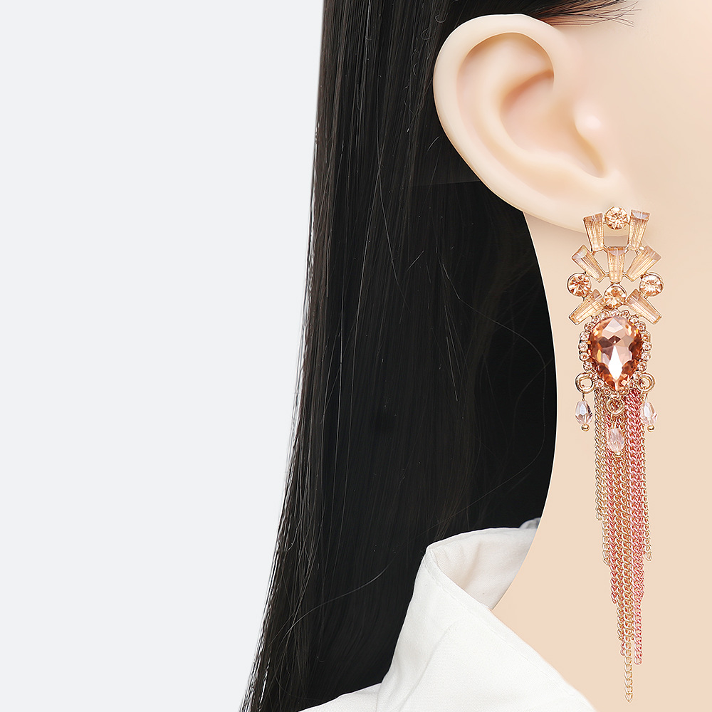Fashion Geometric Alloy Tassel Artificial Rhinestones Earrings display picture 2