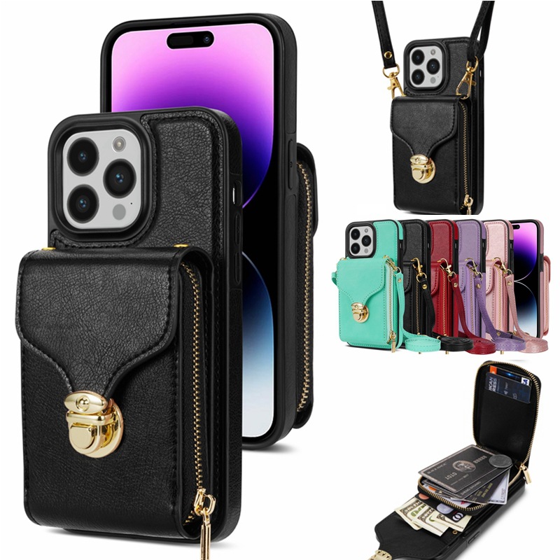 Suitable for iPhone 15 zipper hardware bag 14 Apple 13 side sticker Piduo card hanging rope S24 phone case A54_voghion.com