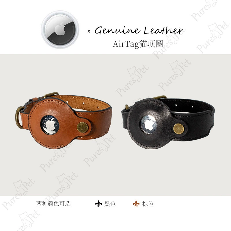 Новый оптовый первый слой кожи против потери AirTag Кошачий ошейник яблоко Специальное отслеживание питомца ошейник