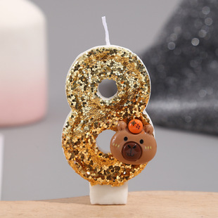 Kapibala Digital Candle Birthday Cake Decoration Party Dessert Table Ornaments Plug-In Scene Layout Supplies