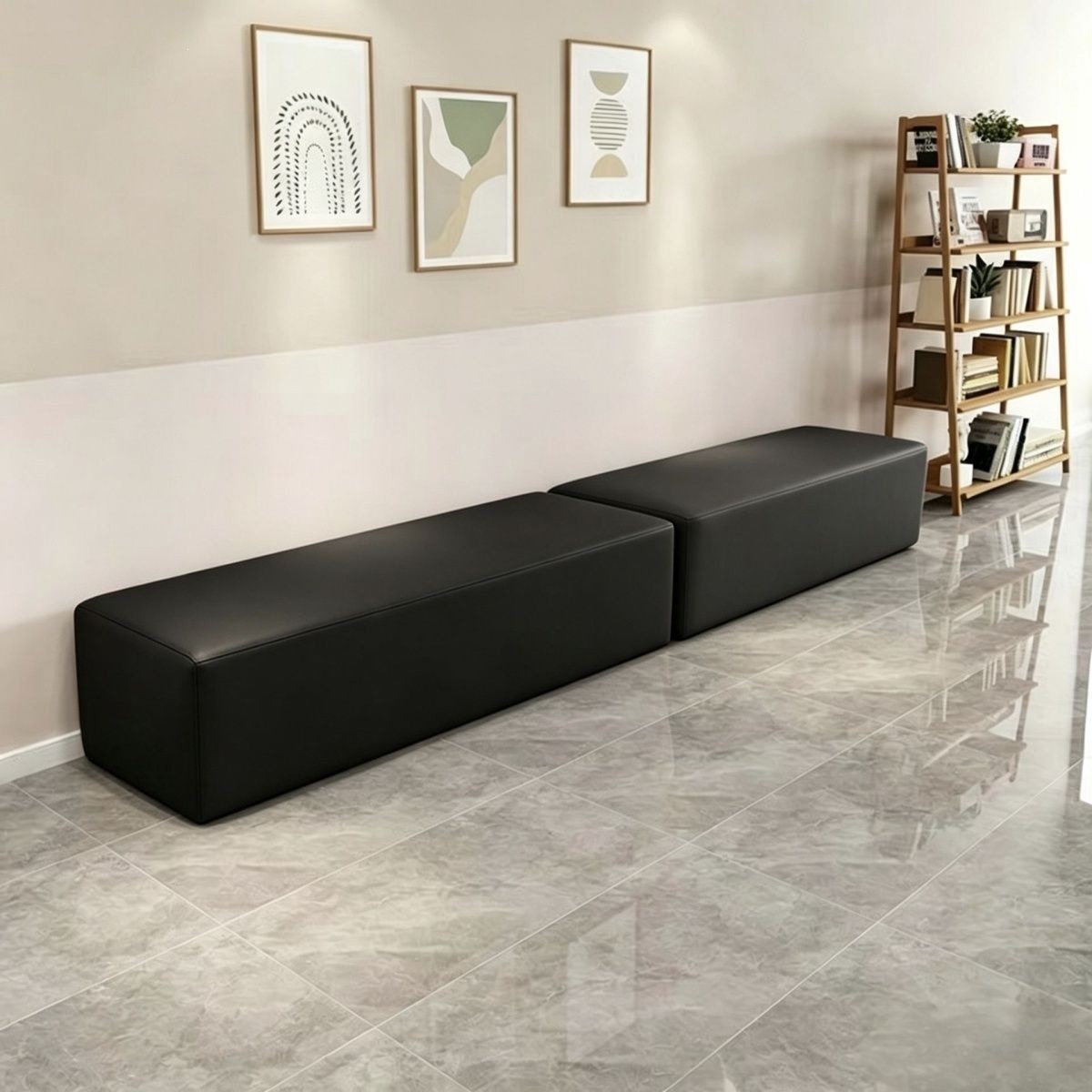 Rest Area Sofa Bench, Reception Chair, Training Institution Commercial Saddle-Style Soft Cushion Bench, Simple Long Reception Bench