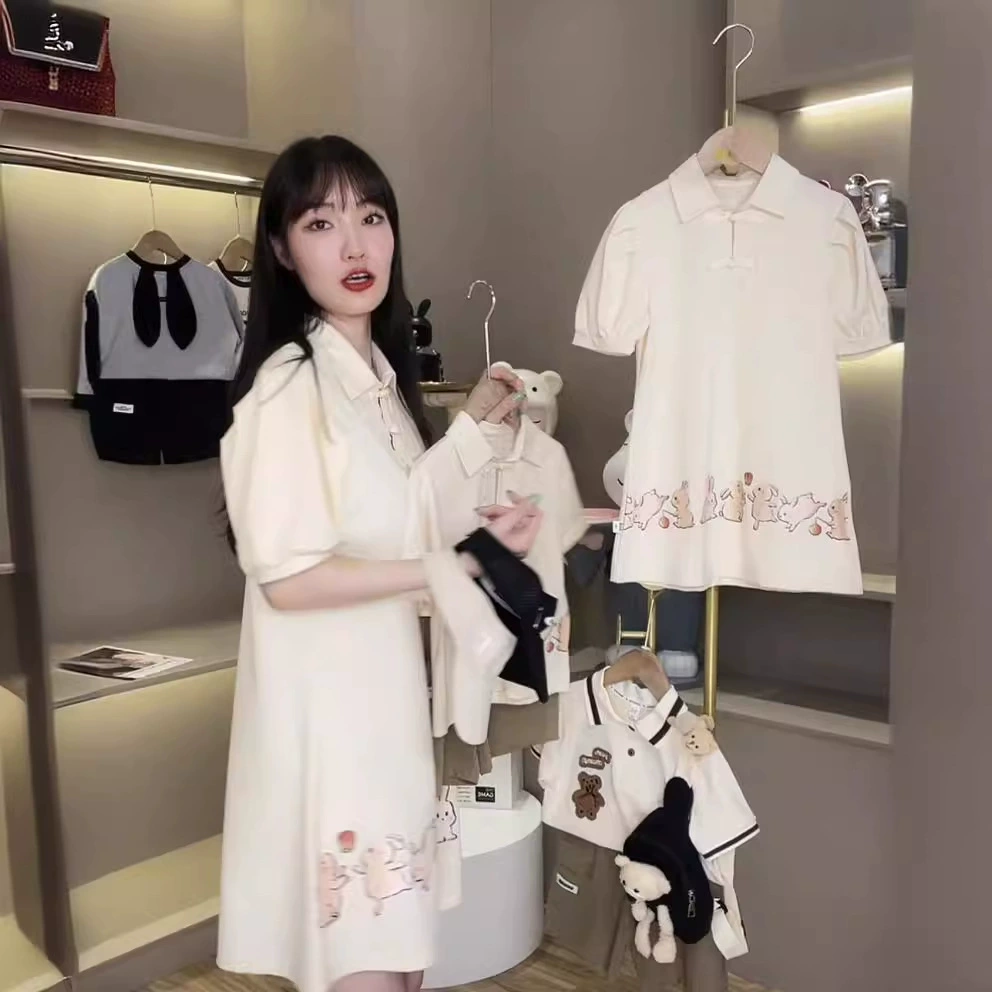 Chinese rabbit, polo, dress, Chinese style, family style