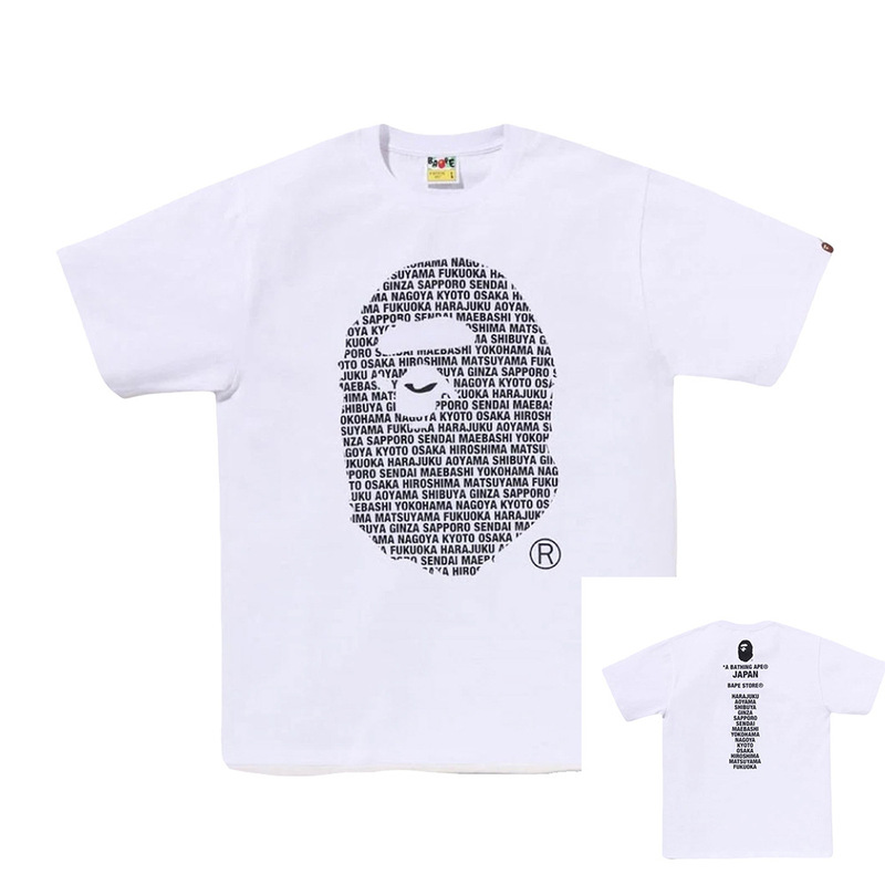 APE Ape トレンドブランド 外国貿易 ヘビーウェイト ピュアコットン ラウンドプリント ユニセックス ゆったり プレミアム 半袖 Tシャツ 25SS|undefined