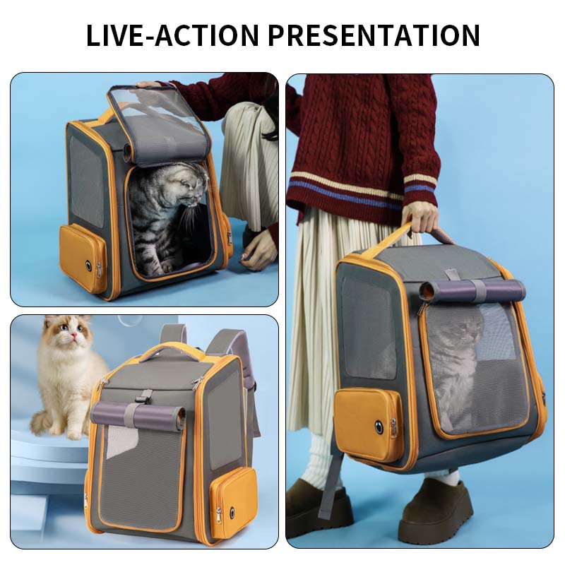 Bolsa para gatos, bolsa para mascotas, mochila para salir, bolsa de transporte portátil, mochila para mascotas plegable, bolsa para gatos transpirable de gran espacio image 5