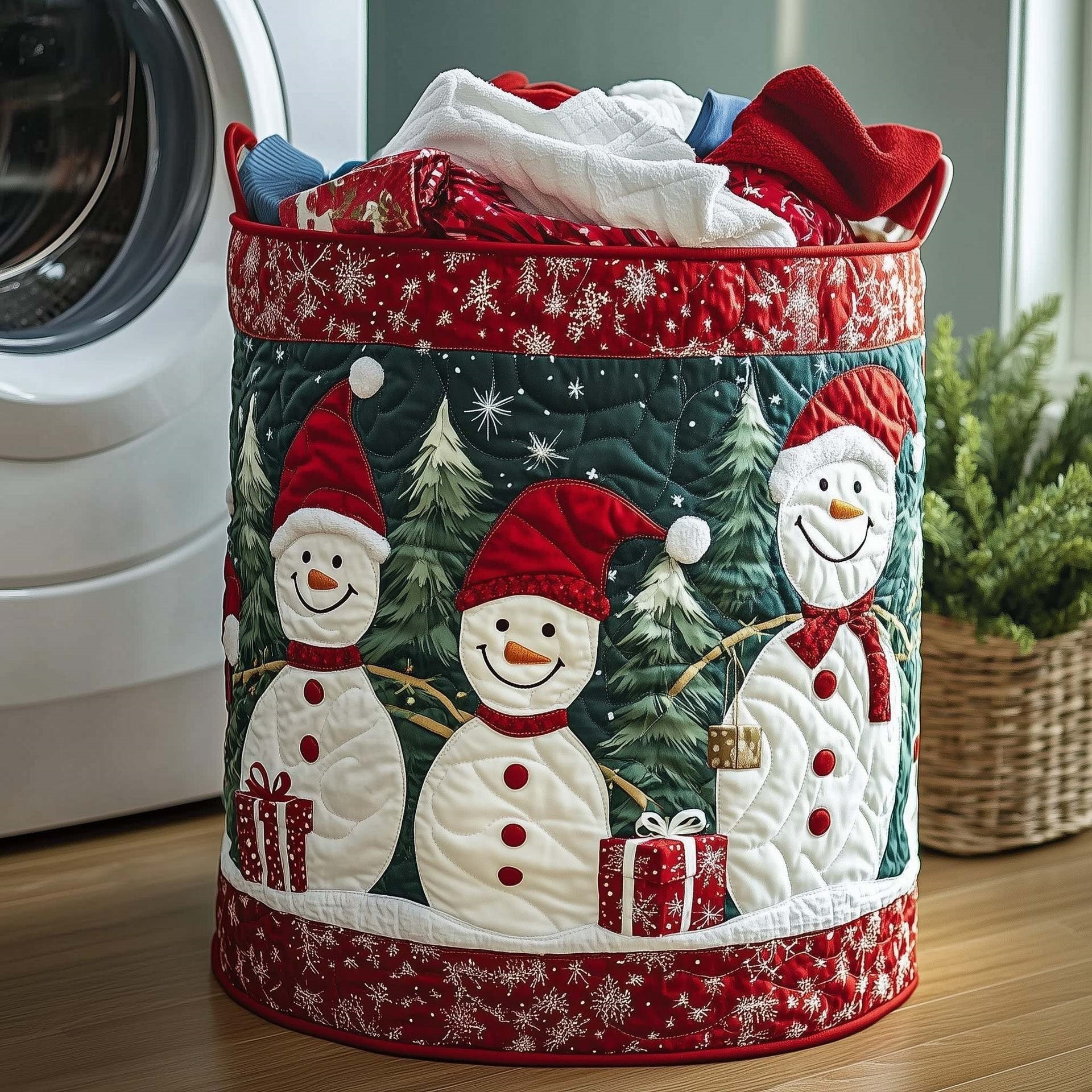 2026 New Amazon Independent Station Quilted Cotton Laundry Storage Basket Dustproof Dirty Clothes Basket