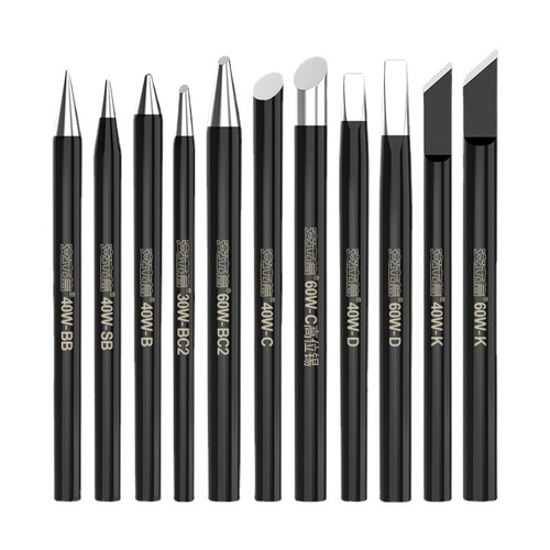 Electronic welding repair 30W 40 watt 60W pointed soldering iron tip horseshoe external thermal black diamond soldering iron tip wholesale