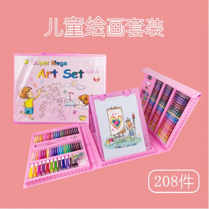 208 pinceles juegos de crayones de color para niños herramientas de arte de plomo de color para aprender cajas de regalo de temporada escolar para estudiantes