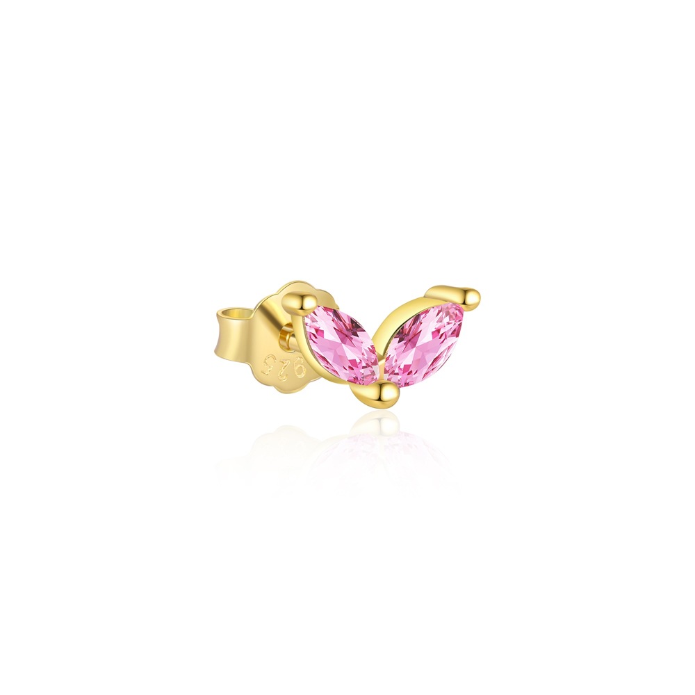 Electroplated Gold Plating Process 1 Piece 1 Pair 925 Sterling Silver Zircon Geometric Heart Shape Ear Studs