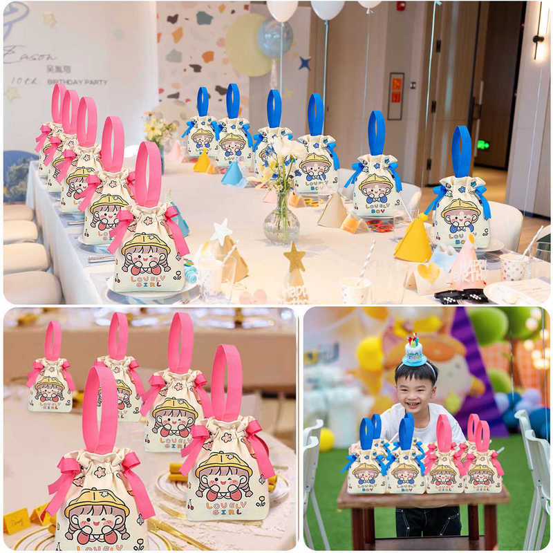 誕生日キャンバスギフトバッグ、高級小型幼稚園児のお土産ハンドバッグ、子供の日のギフト|undefined