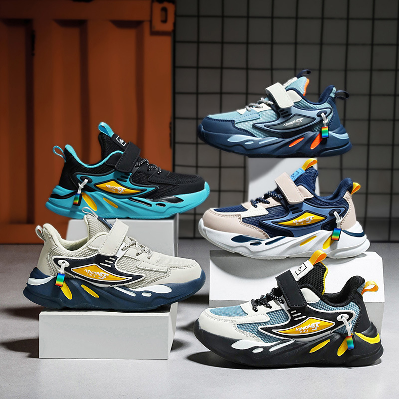 男童鞋春秋男孩大童运动初中学生跑步15岁青少年透气网面网鞋跨境