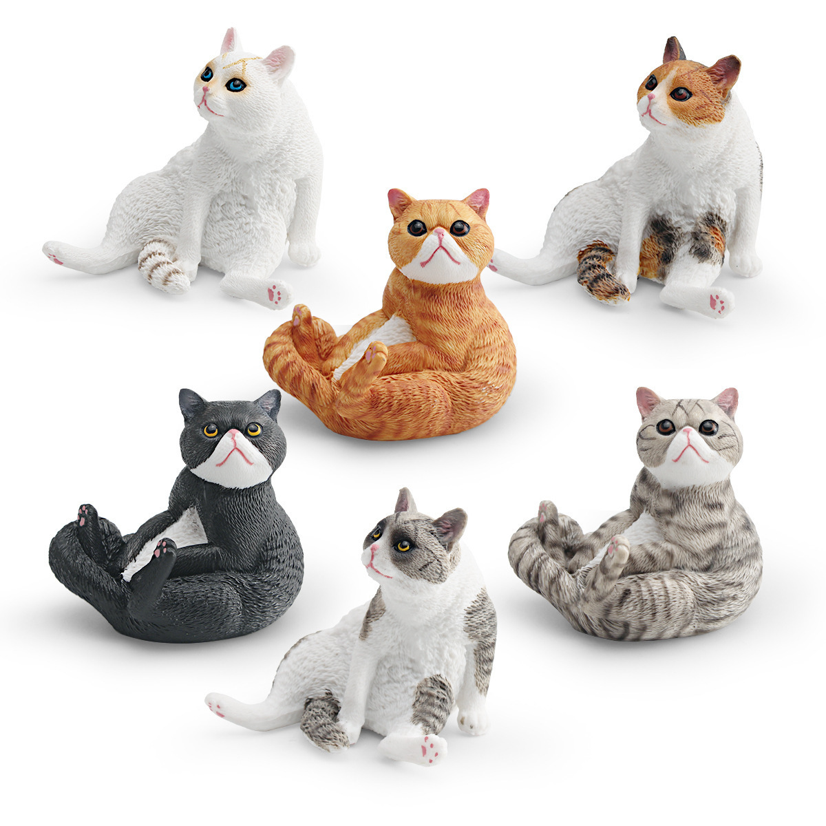 Simulación transfronteriza de aves de corral mascotas modelo de animales gato naranja gato flores gatos animales estáticos juguetes de decoración de mesa