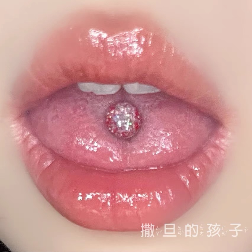 Star Drop Tongue Nail Titanium Steel Blue Tongue Ring External Thread 2024 New Style detail image 1