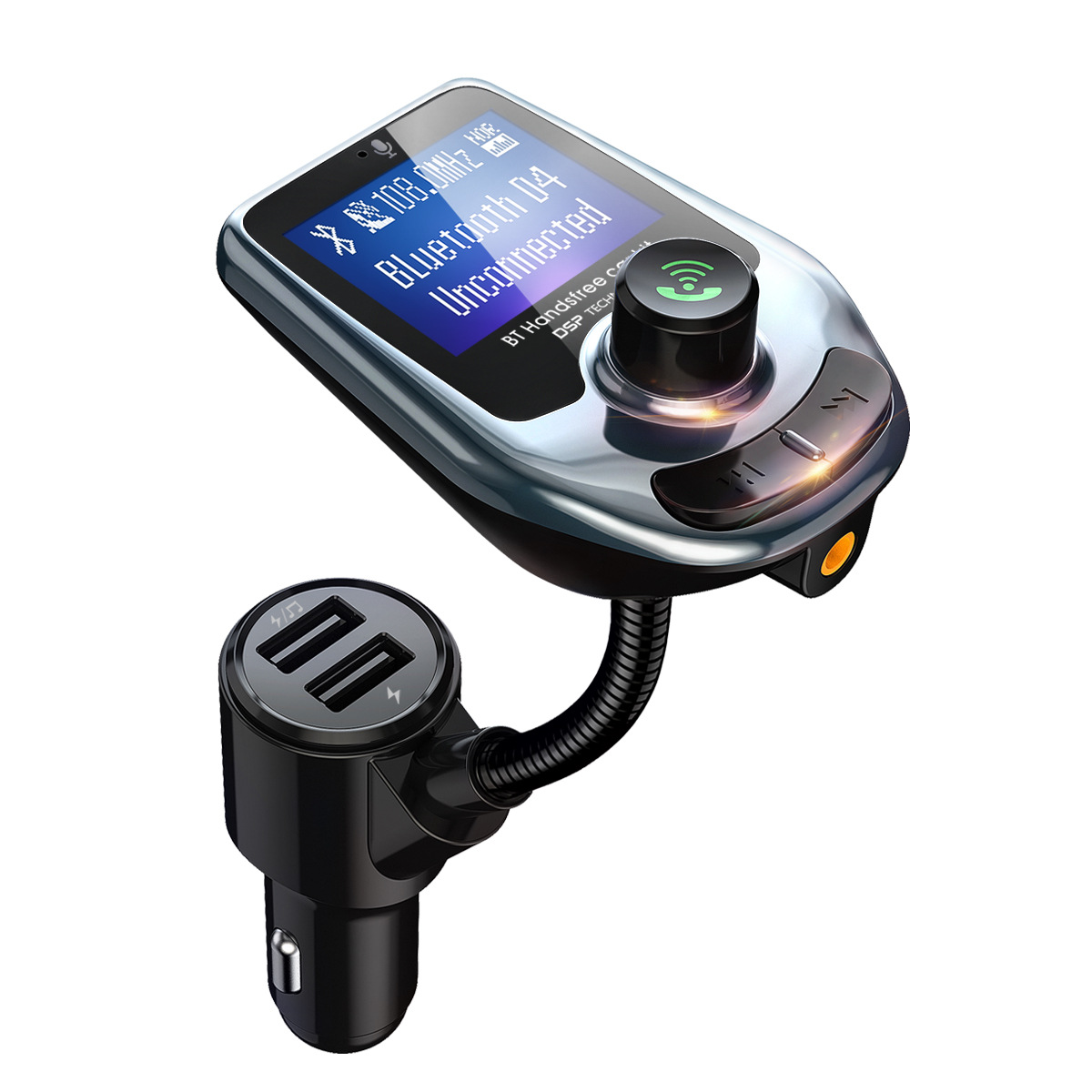 Reproductor de MP3 para coche D4, Bluetooth para coche 5.0 manos libres, transmisor FM, cargador para coche USB QC3.0